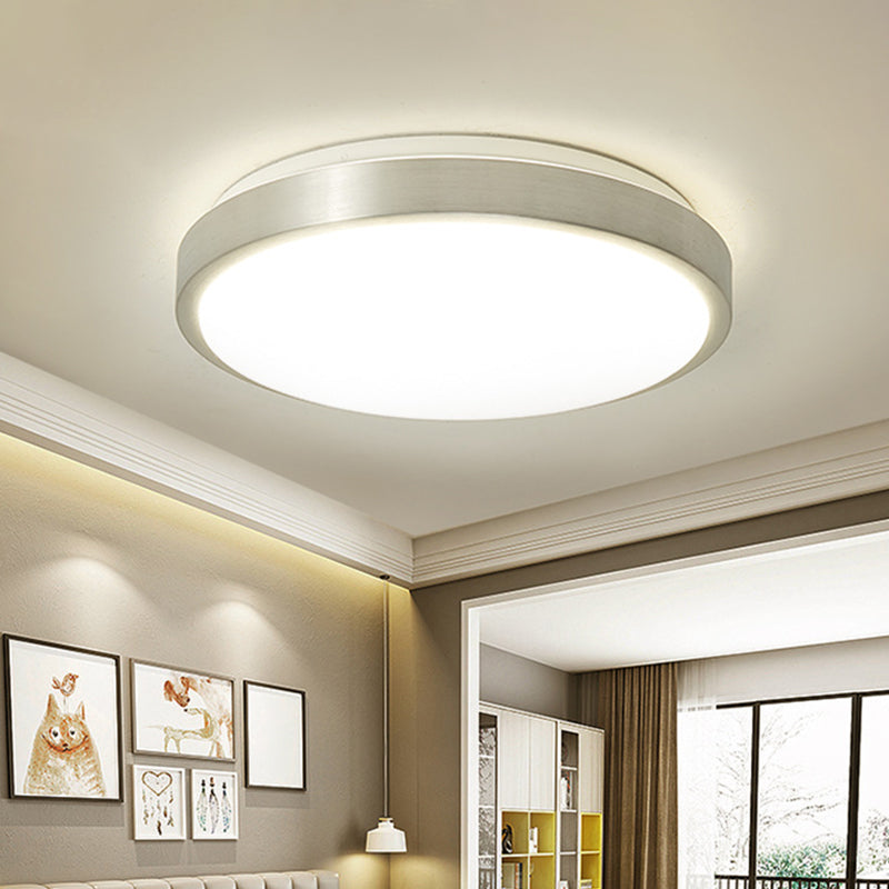 Acrylic Circular LED Ceiling Flush Minimalism Silver Flush Mounted Light for Bedroom, 10"/11"/16" Wide Silver Clearhalo 'Ceiling Lights' 'Close To Ceiling Lights' 'Close to ceiling' 'Flush mount' Lighting' 1935601