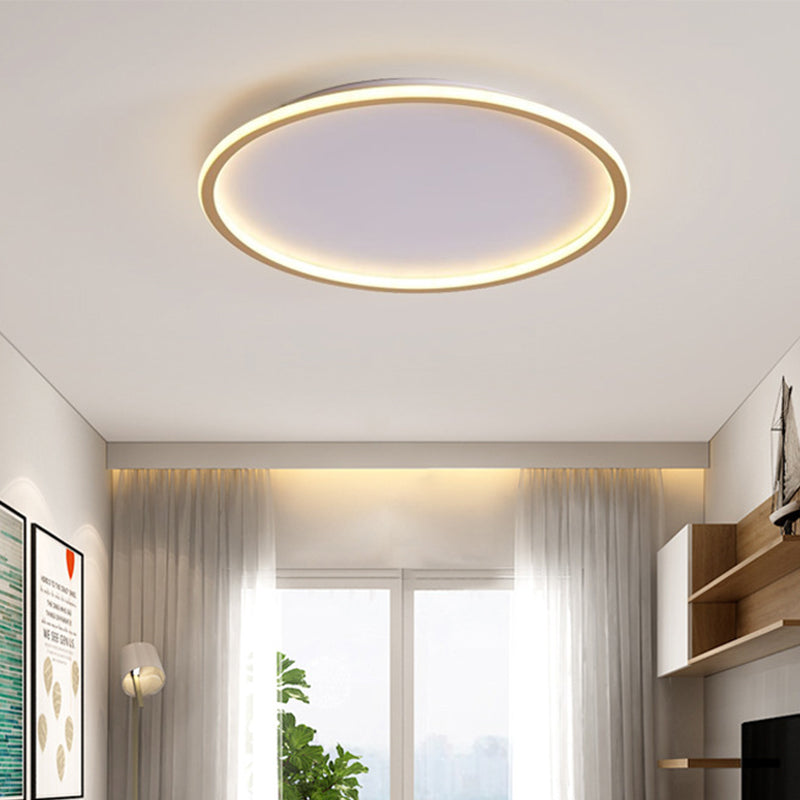 Disc Thin Ceiling Light Fixture Simple Style Metal Living Room LED Flushmount Lighting in Gold, 12"/19.5"/23.5" W Clearhalo 'Ceiling Lights' 'Close To Ceiling Lights' 'Close to ceiling' 'Flush mount' Lighting' 1935631