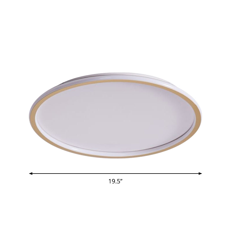 Disc Thin Ceiling Light Fixture Simple Style Metal Living Room LED Flushmount Lighting in Gold, 12"/19.5"/23.5" W Clearhalo 'Ceiling Lights' 'Close To Ceiling Lights' 'Close to ceiling' 'Flush mount' Lighting' 1935635