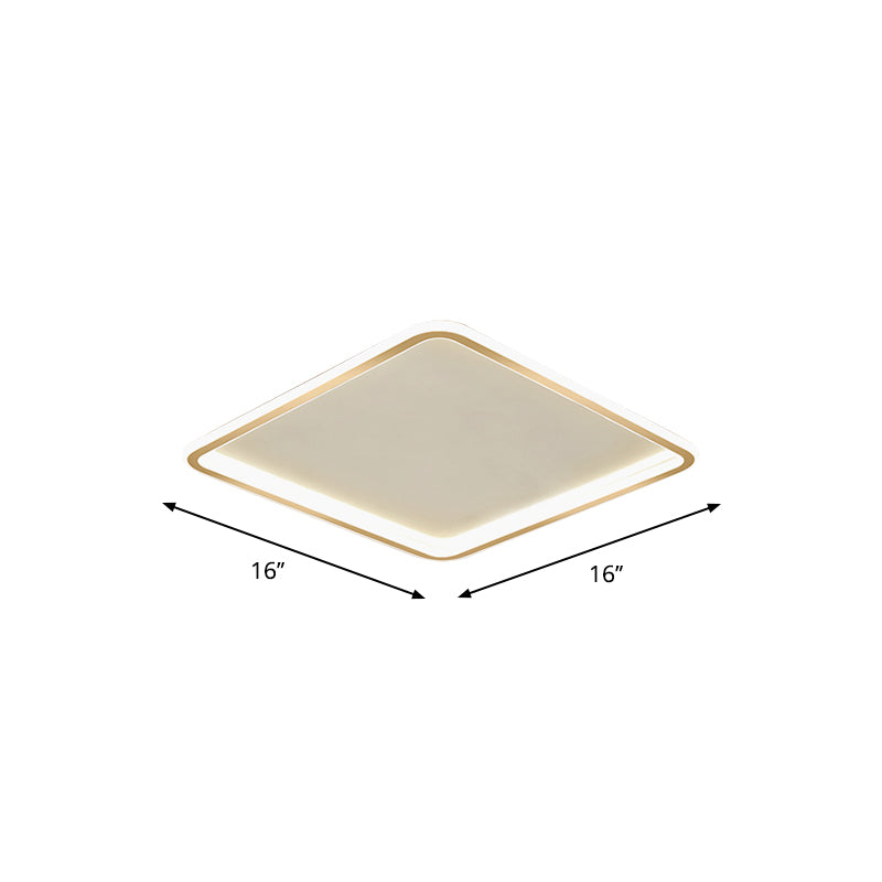 Gold Extra Thin Square Ceiling Lamp Minimalism Acrylic LED Flush-Mount Light in Warm/White Light, 16"/19.5"/23.5" Width Clearhalo 'Ceiling Lights' 'Close To Ceiling Lights' 'Close to ceiling' 'Flush mount' Lighting' 1935641