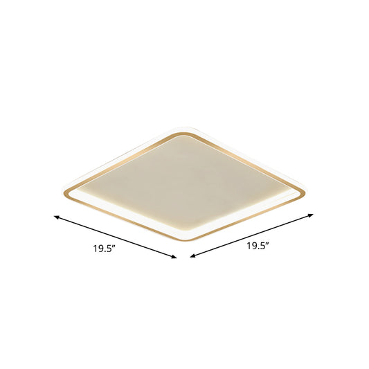 Gold Extra Thin Square Ceiling Lamp Minimalism Acrylic LED Flush-Mount Light in Warm/White Light, 16"/19.5"/23.5" Width Clearhalo 'Ceiling Lights' 'Close To Ceiling Lights' 'Close to ceiling' 'Flush mount' Lighting' 1935642