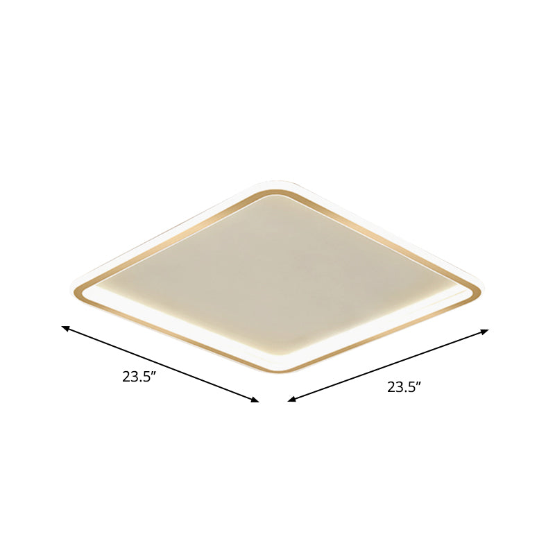 Gold Extra Thin Square Ceiling Lamp Minimalism Acrylic LED Flush-Mount Light in Warm/White Light, 16"/19.5"/23.5" Width Clearhalo 'Ceiling Lights' 'Close To Ceiling Lights' 'Close to ceiling' 'Flush mount' Lighting' 1935643