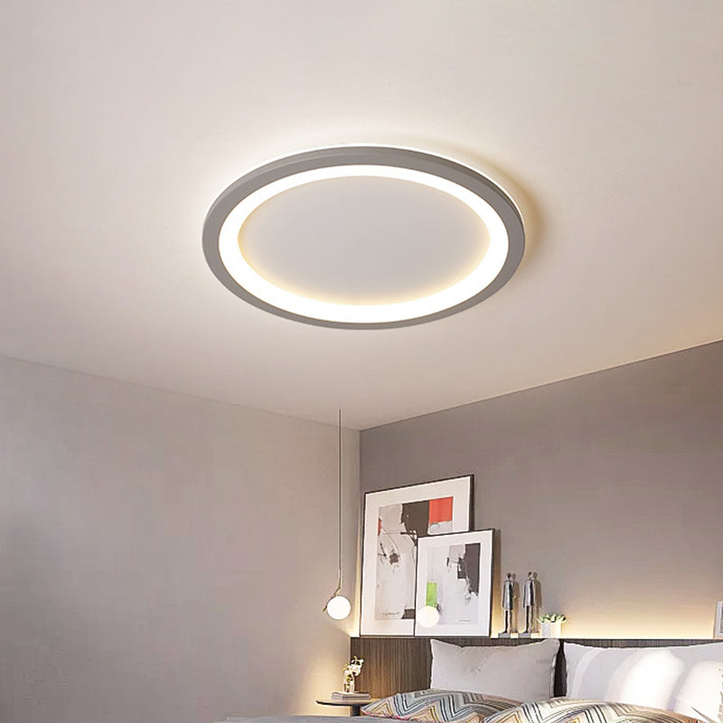 Minimalist Disc Shaped Flush Light Acrylic 10"/19"/23.5" Dia LED Bedroom Flush Mount Ceiling Light in Grey/White Clearhalo 'Ceiling Lights' 'Close To Ceiling Lights' 'Close to ceiling' 'Flush mount' Lighting' 1935657