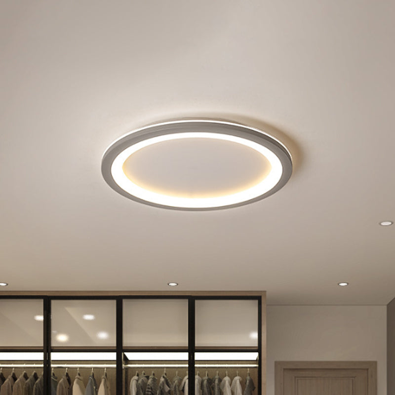 Minimalist Disc Shaped Flush Light Acrylic 10"/19"/23.5" Dia LED Bedroom Flush Mount Ceiling Light in Grey/White Clearhalo 'Ceiling Lights' 'Close To Ceiling Lights' 'Close to ceiling' 'Flush mount' Lighting' 1935658