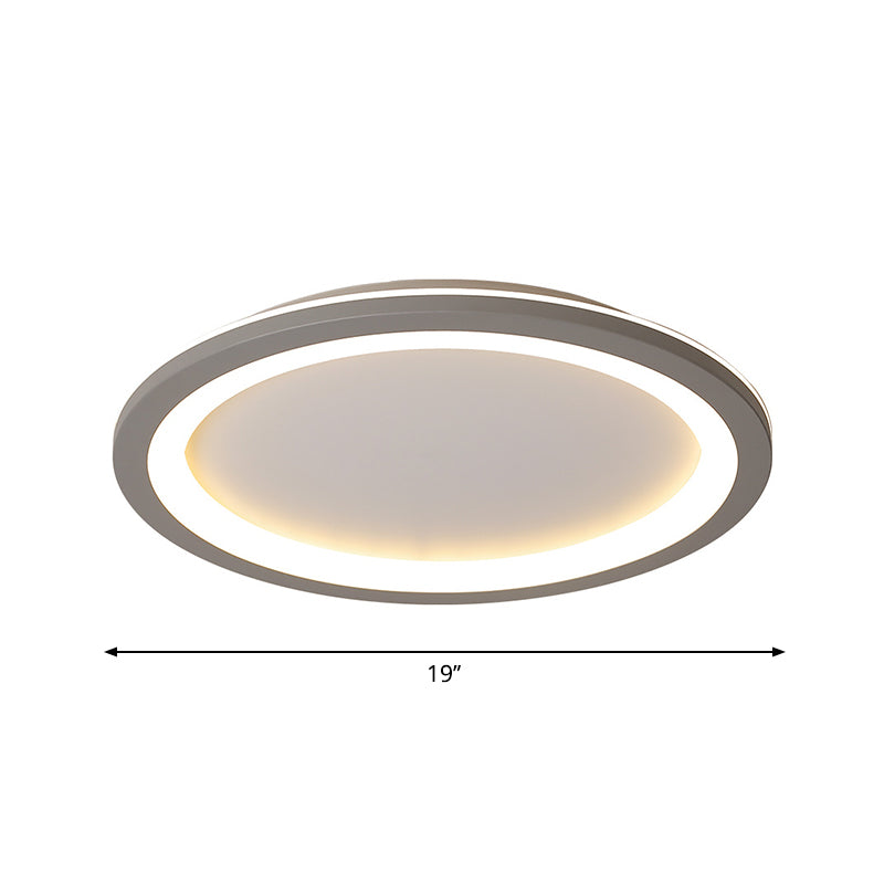 Minimalist Disc Shaped Flush Light Acrylic 10"/19"/23.5" Dia LED Bedroom Flush Mount Ceiling Light in Grey/White Clearhalo 'Ceiling Lights' 'Close To Ceiling Lights' 'Close to ceiling' 'Flush mount' Lighting' 1935662