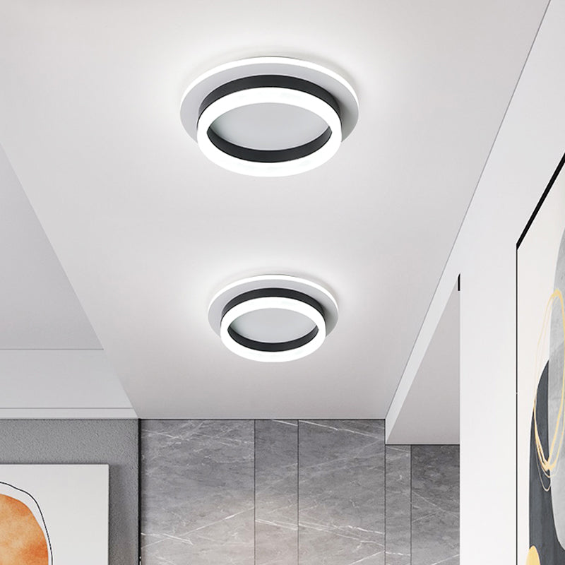 Round/Square Flush Ceiling Light Minimalistic Acrylic Black/White LED Flushmount Lighting in Warm/White Light for Bedroom Clearhalo 'Ceiling Lights' 'Close To Ceiling Lights' 'Close to ceiling' 'Flush mount' Lighting' 1935694