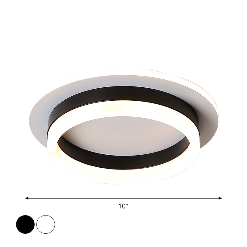 Round/Square Flush Ceiling Light Minimalistic Acrylic Black/White LED Flushmount Lighting in Warm/White Light for Bedroom Clearhalo 'Ceiling Lights' 'Close To Ceiling Lights' 'Close to ceiling' 'Flush mount' Lighting' 1935697