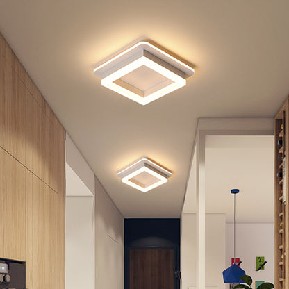 Round/Square Flush Ceiling Light Minimalistic Acrylic Black/White LED Flushmount Lighting in Warm/White Light for Bedroom White Square Clearhalo 'Ceiling Lights' 'Close To Ceiling Lights' 'Close to ceiling' 'Flush mount' Lighting' 1935702