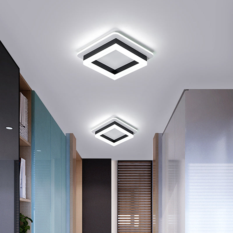 Round/Square Flush Ceiling Light Minimalistic Acrylic Black/White LED Flushmount Lighting in Warm/White Light for Bedroom Black Square Clearhalo 'Ceiling Lights' 'Close To Ceiling Lights' 'Close to ceiling' 'Flush mount' Lighting' 1935707