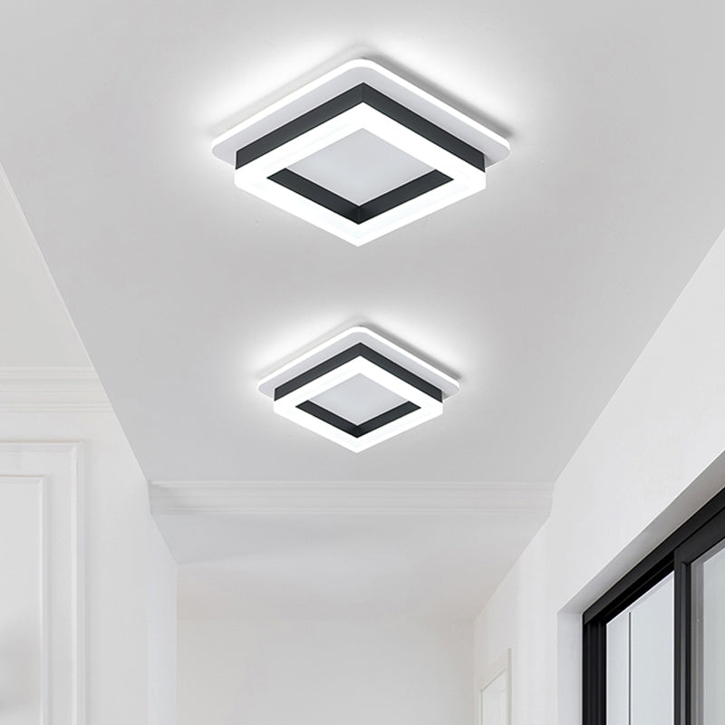 Round/Square Flush Ceiling Light Minimalistic Acrylic Black/White LED Flushmount Lighting in Warm/White Light for Bedroom Clearhalo 'Ceiling Lights' 'Close To Ceiling Lights' 'Close to ceiling' 'Flush mount' Lighting' 1935709