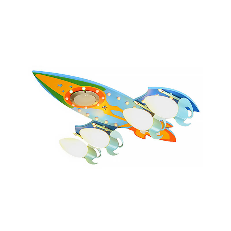 Modern Fighter Airplane Ceiling Lamp 4 Lights Blue Flush Ceiling Light for Kids Bedroom Clearhalo 'Ceiling Lights' 'Close To Ceiling Lights' 'Close to ceiling' 'Flush mount' Lighting' 193571