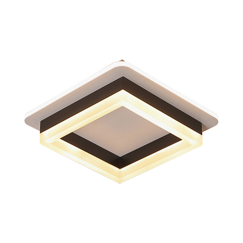 Round/Square Flush Ceiling Light Minimalistic Acrylic Black/White LED Flushmount Lighting in Warm/White Light for Bedroom Clearhalo 'Ceiling Lights' 'Close To Ceiling Lights' 'Close to ceiling' 'Flush mount' Lighting' 1935710