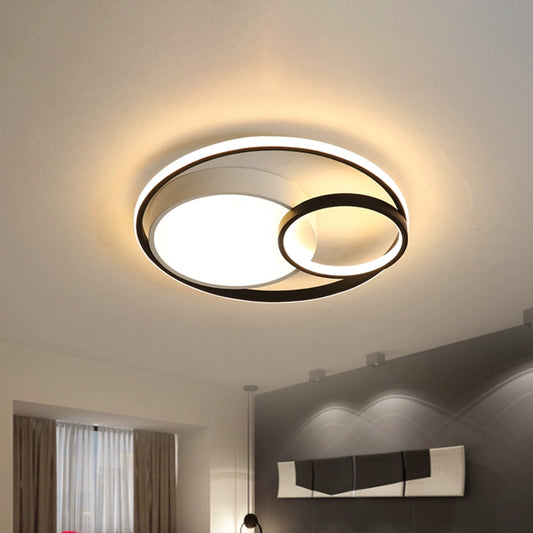 16"/19"/23.5" Dia Minimal LED Flush Light Black/White Circular Flush Mount Ceiling Lighting with Acrylic Shade Clearhalo 'Ceiling Lights' 'Close To Ceiling Lights' 'Close to ceiling' 'Flush mount' Lighting' 1935712