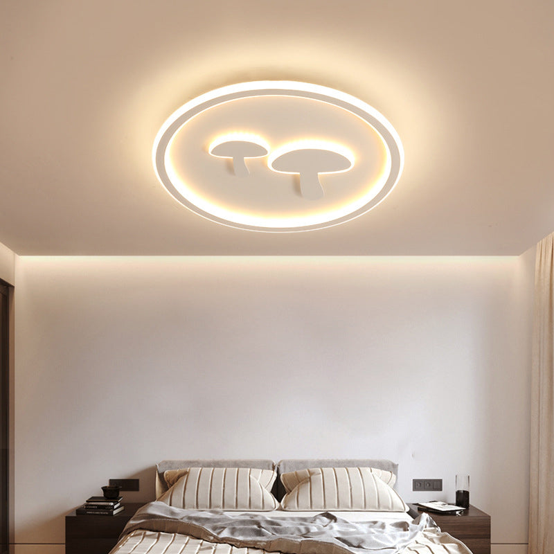 Mushroom Circular Baby Room Ceiling Lamp Acrylic 16"/19.5" Dia LED Cartoon Flush Mounted Light in White/Pink/Gold Clearhalo 'Ceiling Lights' 'Close To Ceiling Lights' 'Close to ceiling' 'Flush mount' Lighting' 1935734