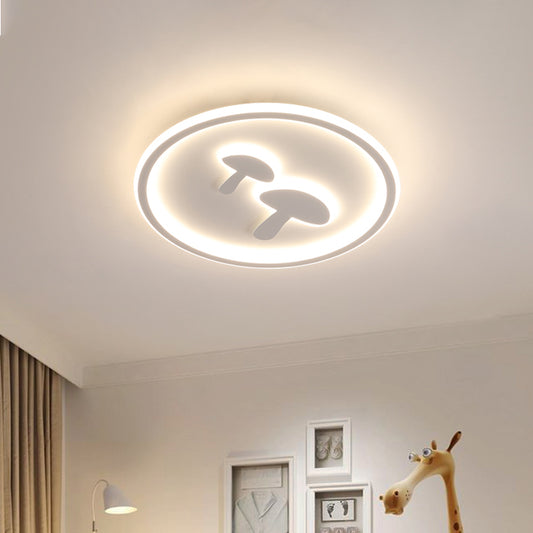 Mushroom Circular Baby Room Ceiling Lamp Acrylic 16"/19.5" Dia LED Cartoon Flush Mounted Light in White/Pink/Gold Clearhalo 'Ceiling Lights' 'Close To Ceiling Lights' 'Close to ceiling' 'Flush mount' Lighting' 1935735