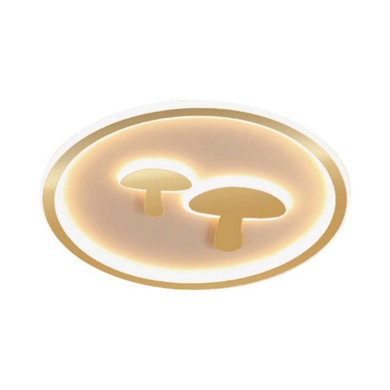 Mushroom Circular Baby Room Ceiling Lamp Acrylic 16"/19.5" Dia LED Cartoon Flush Mounted Light in White/Pink/Gold Clearhalo 'Ceiling Lights' 'Close To Ceiling Lights' 'Close to ceiling' 'Flush mount' Lighting' 1935744