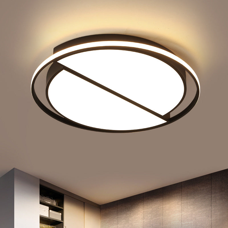 Integrated LED Bedroom Flush Light Modern Black Ceiling Mount Lamp with Semicircle/Loving Heart/Star Acrylic Shade, Warm/White Light Black Semicircle Clearhalo 'Ceiling Lights' 'Close To Ceiling Lights' 'Close to ceiling' 'Flush mount' Lighting' 1935783