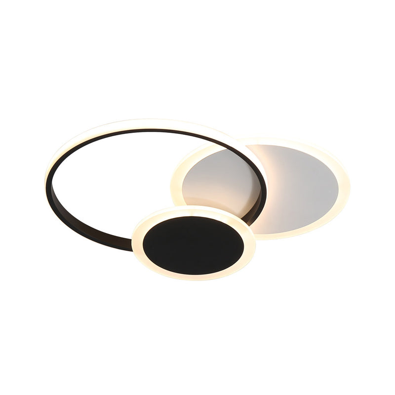 16.5"/20.5" W 3-Tier Round Ceiling Fixture Nordic Aluminum Black/White Flush Mount Lamp in Warm/White Light Clearhalo 'Ceiling Lights' 'Close To Ceiling Lights' 'Close to ceiling' 'Flush mount' Lighting' 1935800