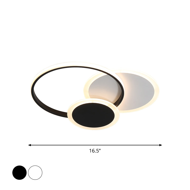 16.5"/20.5" W 3-Tier Round Ceiling Fixture Nordic Aluminum Black/White Flush Mount Lamp in Warm/White Light Clearhalo 'Ceiling Lights' 'Close To Ceiling Lights' 'Close to ceiling' 'Flush mount' Lighting' 1935801