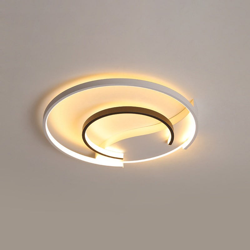 16"/19.5" Dia Acrylic Hoop Ceiling Lamp Simplicity Black-White LED Flush Mounted Light in Warm/White/3 Color Light White Clearhalo 'Ceiling Lights' 'Close To Ceiling Lights' 'Close to ceiling' 'Flush mount' Lighting' 1935807