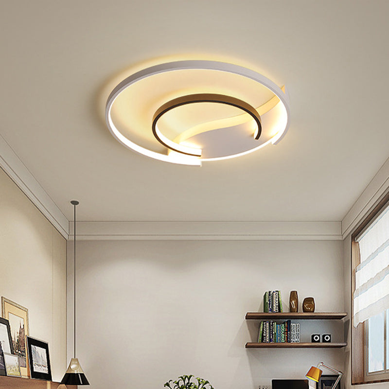 16"/19.5" Dia Acrylic Hoop Ceiling Lamp Simplicity Black-White LED Flush Mounted Light in Warm/White/3 Color Light Clearhalo 'Ceiling Lights' 'Close To Ceiling Lights' 'Close to ceiling' 'Flush mount' Lighting' 1935808