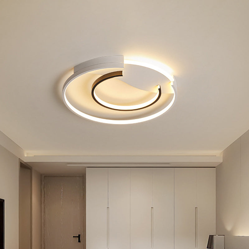 16"/19.5" Dia Acrylic Hoop Ceiling Lamp Simplicity Black-White LED Flush Mounted Light in Warm/White/3 Color Light Clearhalo 'Ceiling Lights' 'Close To Ceiling Lights' 'Close to ceiling' 'Flush mount' Lighting' 1935809