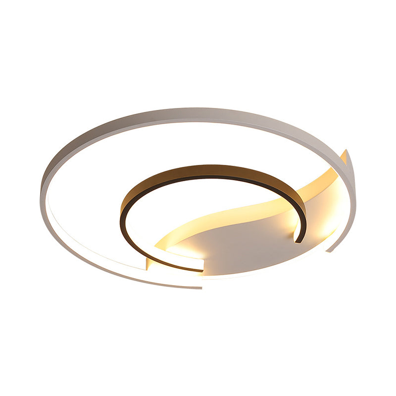 16"/19.5" Dia Acrylic Hoop Ceiling Lamp Simplicity Black-White LED Flush Mounted Light in Warm/White/3 Color Light Clearhalo 'Ceiling Lights' 'Close To Ceiling Lights' 'Close to ceiling' 'Flush mount' Lighting' 1935810