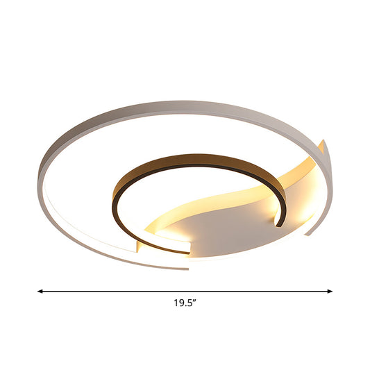 16"/19.5" Dia Acrylic Hoop Ceiling Lamp Simplicity Black-White LED Flush Mounted Light in Warm/White/3 Color Light Clearhalo 'Ceiling Lights' 'Close To Ceiling Lights' 'Close to ceiling' 'Flush mount' Lighting' 1935812