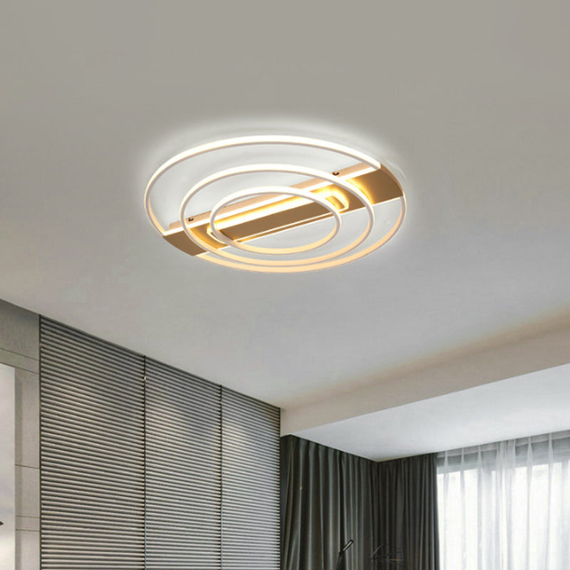 Metal 2/3-Ring Flush Ceiling Light Minimalist White/Gold LED Flushmount Lighting in Warm/White Light Clearhalo 'Ceiling Lights' 'Close To Ceiling Lights' 'Close to ceiling' 'Flush mount' Lighting' 1935814