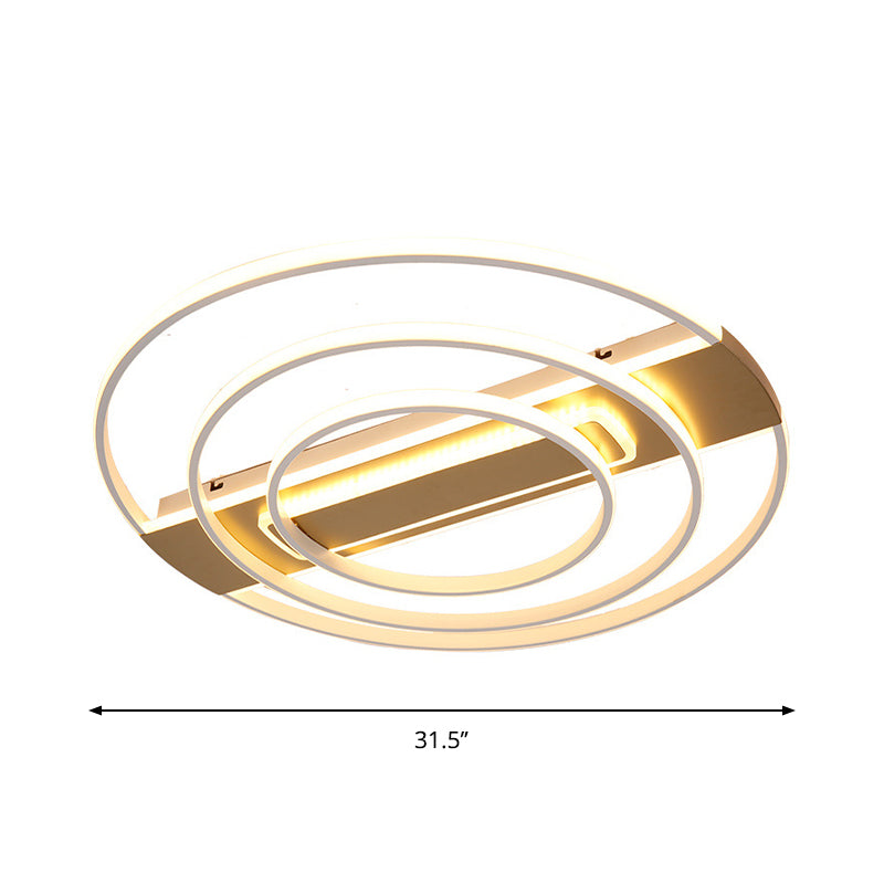 Metal 2/3-Ring Flush Ceiling Light Minimalist White/Gold LED Flushmount Lighting in Warm/White Light Clearhalo 'Ceiling Lights' 'Close To Ceiling Lights' 'Close to ceiling' 'Flush mount' Lighting' 1935817