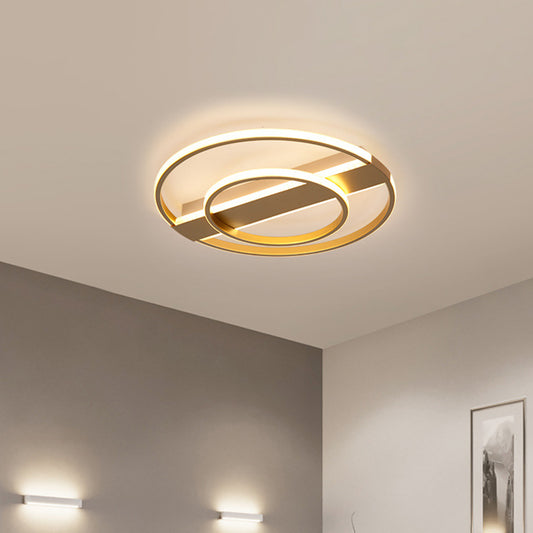 Metal 2/3-Ring Flush Ceiling Light Minimalist White/Gold LED Flushmount Lighting in Warm/White Light Gold Clearhalo 'Ceiling Lights' 'Close To Ceiling Lights' 'Close to ceiling' 'Flush mount' Lighting' 1935818
