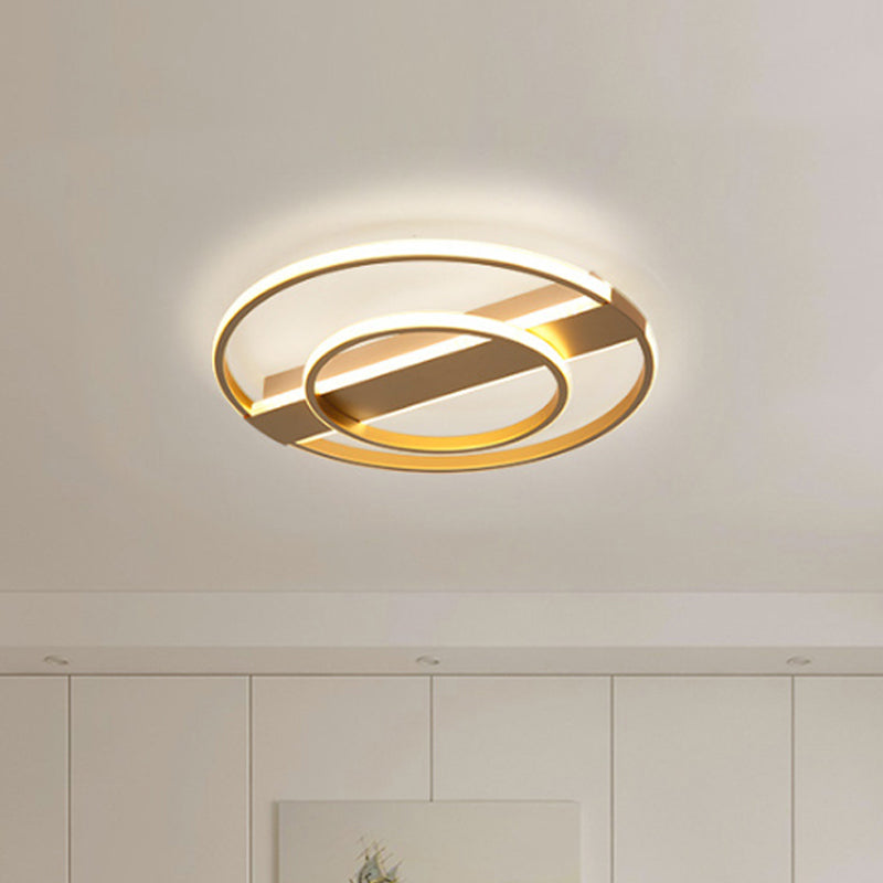 Metal 2/3-Ring Flush Ceiling Light Minimalist White/Gold LED Flushmount Lighting in Warm/White Light Clearhalo 'Ceiling Lights' 'Close To Ceiling Lights' 'Close to ceiling' 'Flush mount' Lighting' 1935819