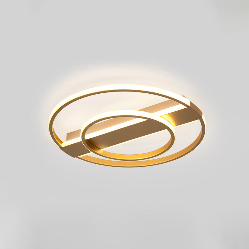 Metal 2/3-Ring Flush Ceiling Light Minimalist White/Gold LED Flushmount Lighting in Warm/White Light Clearhalo 'Ceiling Lights' 'Close To Ceiling Lights' 'Close to ceiling' 'Flush mount' Lighting' 1935821