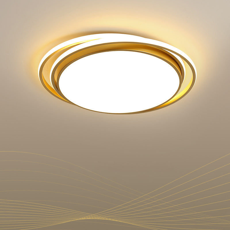 15"/19" W Extra-Thin Round Flush Light Minimalism Acrylic Hotel LED Ceiling Mounted Lamp with Glowing Hoop in Black/White/Gold Gold Clearhalo 'Ceiling Lights' 'Close To Ceiling Lights' 'Close to ceiling' 'Flush mount' Lighting' 1935835