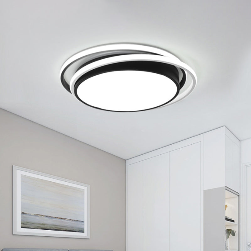 15"/19" W Extra-Thin Round Flush Light Minimalism Acrylic Hotel LED Ceiling Mounted Lamp with Glowing Hoop in Black/White/Gold Black Clearhalo 'Ceiling Lights' 'Close To Ceiling Lights' 'Close to ceiling' 'Flush mount' Lighting' 1935841