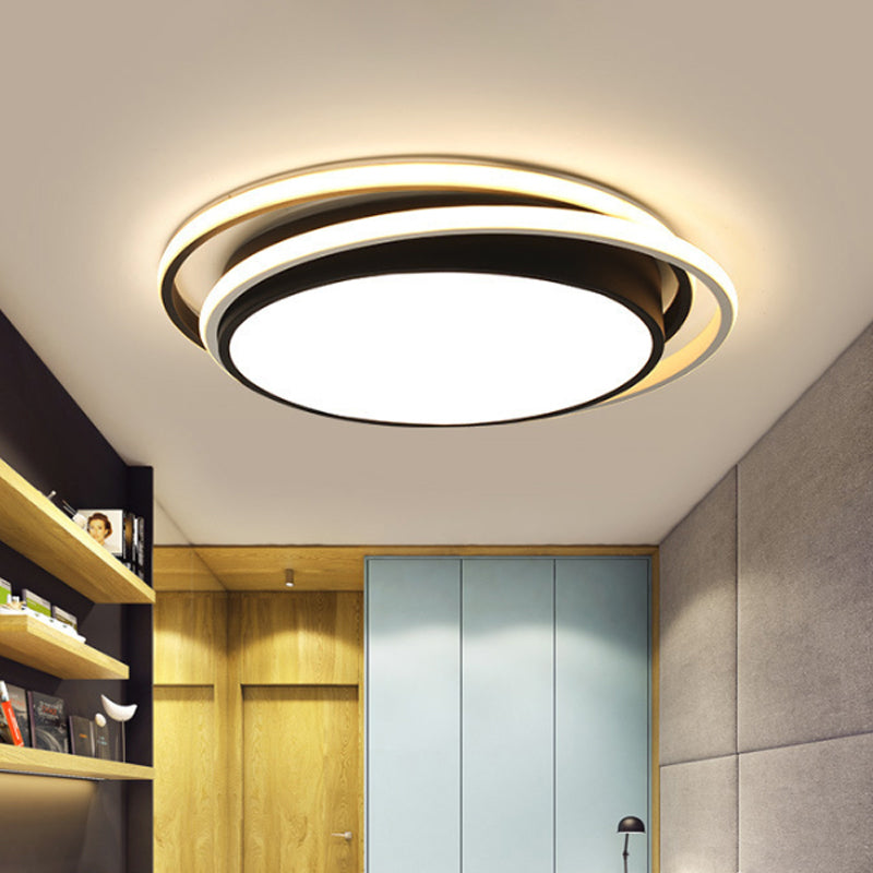 15"/19" W Extra-Thin Round Flush Light Minimalism Acrylic Hotel LED Ceiling Mounted Lamp with Glowing Hoop in Black/White/Gold Clearhalo 'Ceiling Lights' 'Close To Ceiling Lights' 'Close to ceiling' 'Flush mount' Lighting' 1935843