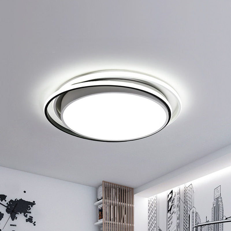 15"/19" W Extra-Thin Round Flush Light Minimalism Acrylic Hotel LED Ceiling Mounted Lamp with Glowing Hoop in Black/White/Gold White Clearhalo 'Ceiling Lights' 'Close To Ceiling Lights' 'Close to ceiling' 'Flush mount' Lighting' 1935845