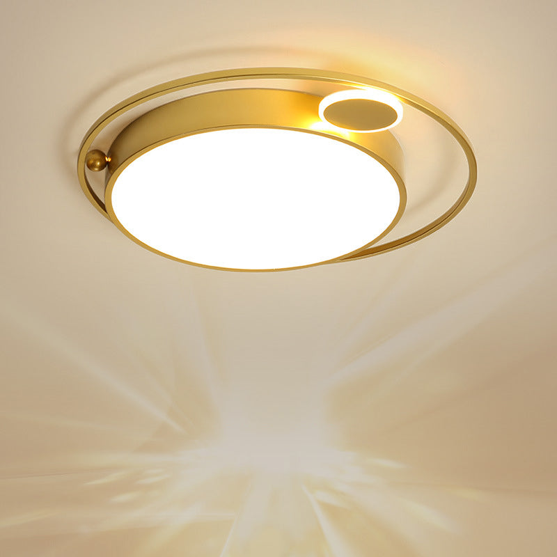 Round Bedroom Ceiling Flush Light Acrylic 16.5"/20.5" Wide LED Minimal Flush Mount Lamp in Gold, Warm/White/3 Color Light Gold Clearhalo 'Ceiling Lights' 'Close To Ceiling Lights' 'Close to ceiling' 'Flush mount' Lighting' 1935849