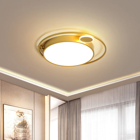 Round Bedroom Ceiling Flush Light Acrylic 16.5"/20.5" Wide LED Minimal Flush Mount Lamp in Gold, Warm/White/3 Color Light Clearhalo 'Ceiling Lights' 'Close To Ceiling Lights' 'Close to ceiling' 'Flush mount' Lighting' 1935850