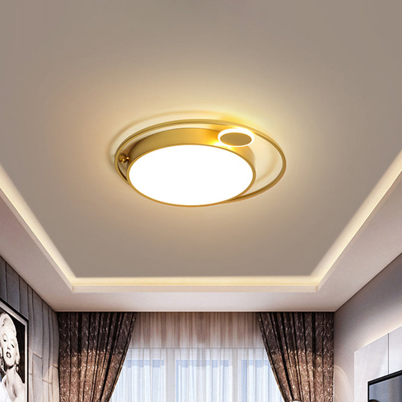 Round Bedroom Ceiling Flush Light Acrylic 16.5"/20.5" Wide LED Minimal Flush Mount Lamp in Gold, Warm/White/3 Color Light Clearhalo 'Ceiling Lights' 'Close To Ceiling Lights' 'Close to ceiling' 'Flush mount' Lighting' 1935851