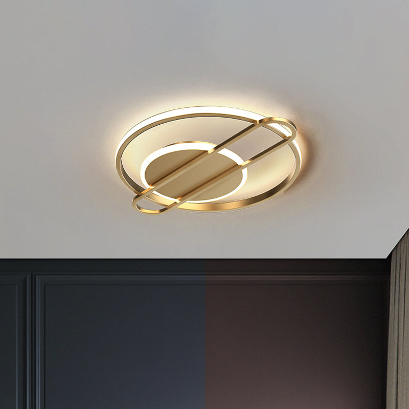 Circle/Square Flush Light Fixture Minimalist Metallic Black/Gold Surface Mounted LED Ceiling Light in Warm/White Light Clearhalo 'Ceiling Lights' 'Close To Ceiling Lights' 'Close to ceiling' 'Flush mount' Lighting' 1935856