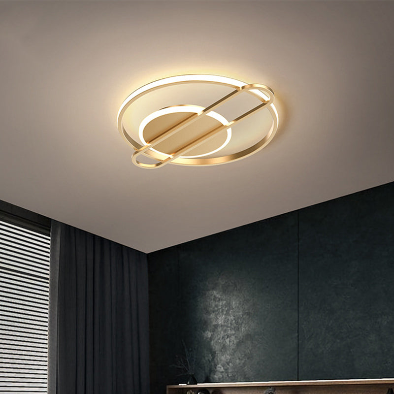 Circle/Square Flush Light Fixture Minimalist Metallic Black/Gold Surface Mounted LED Ceiling Light in Warm/White Light Clearhalo 'Ceiling Lights' 'Close To Ceiling Lights' 'Close to ceiling' 'Flush mount' Lighting' 1935857