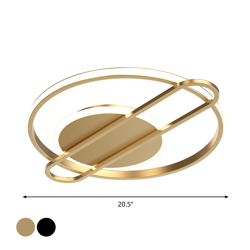 Circle/Square Flush Light Fixture Minimalist Metallic Black/Gold Surface Mounted LED Ceiling Light in Warm/White Light Clearhalo 'Ceiling Lights' 'Close To Ceiling Lights' 'Close to ceiling' 'Flush mount' Lighting' 1935859