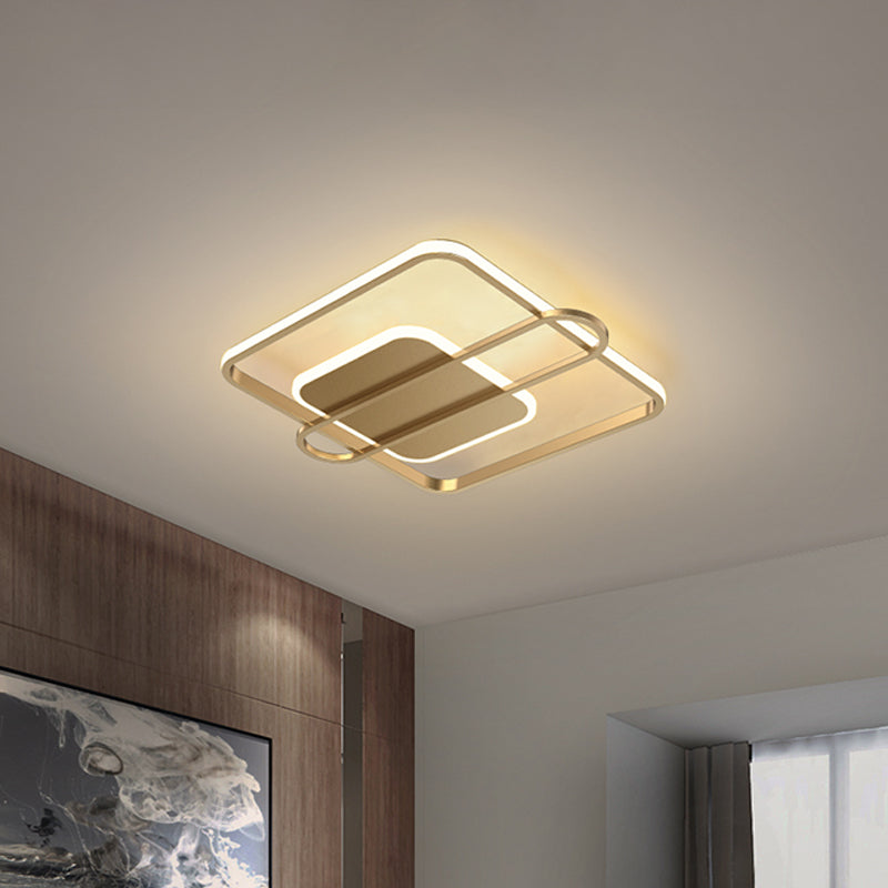 Circle/Square Flush Light Fixture Minimalist Metallic Black/Gold Surface Mounted LED Ceiling Light in Warm/White Light Clearhalo 'Ceiling Lights' 'Close To Ceiling Lights' 'Close to ceiling' 'Flush mount' Lighting' 1935861