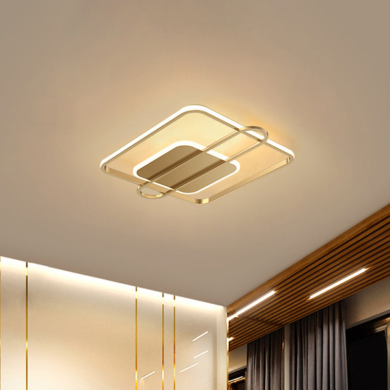 Circle/Square Flush Light Fixture Minimalist Metallic Black/Gold Surface Mounted LED Ceiling Light in Warm/White Light Clearhalo 'Ceiling Lights' 'Close To Ceiling Lights' 'Close to ceiling' 'Flush mount' Lighting' 1935862