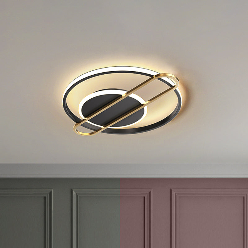 Circle/Square Flush Light Fixture Minimalist Metallic Black/Gold Surface Mounted LED Ceiling Light in Warm/White Light Clearhalo 'Ceiling Lights' 'Close To Ceiling Lights' 'Close to ceiling' 'Flush mount' Lighting' 1935866