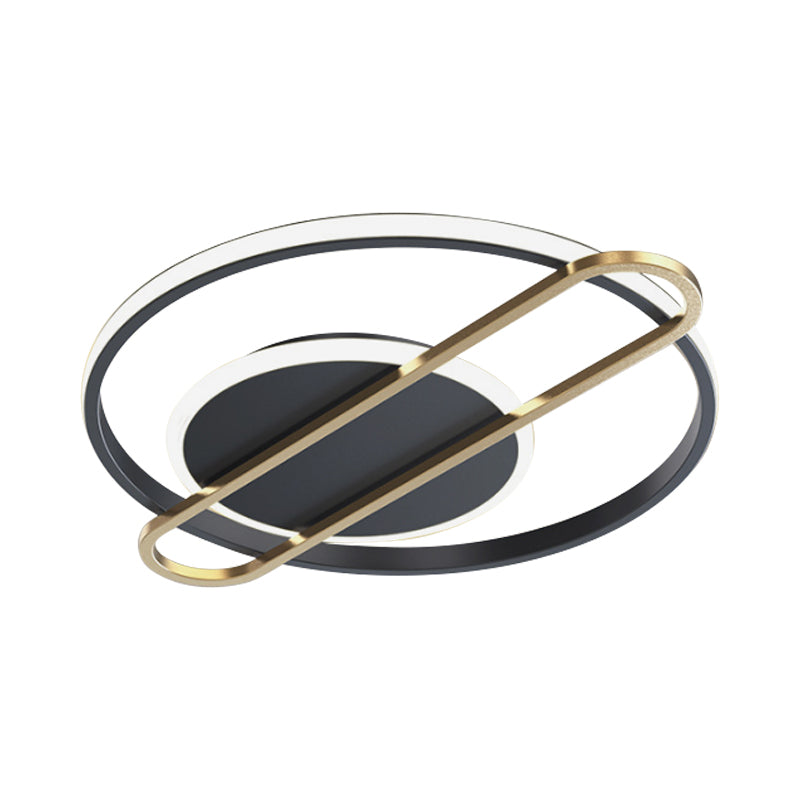 Circle/Square Flush Light Fixture Minimalist Metallic Black/Gold Surface Mounted LED Ceiling Light in Warm/White Light Clearhalo 'Ceiling Lights' 'Close To Ceiling Lights' 'Close to ceiling' 'Flush mount' Lighting' 1935868