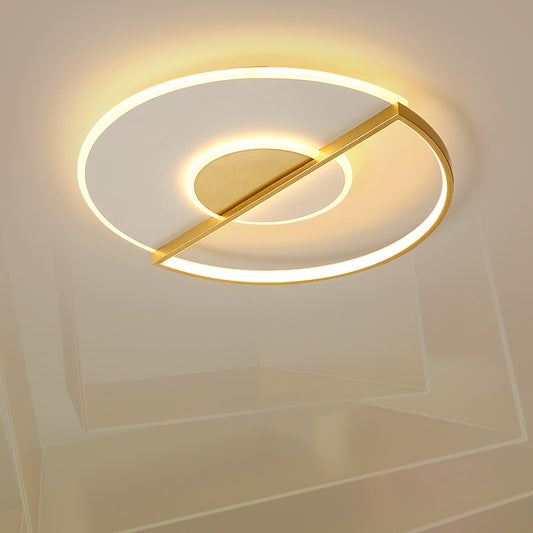 Super-Thin Circle LED Ceiling Lamp Minimalist Acrylic Gold Flush-Mount Light in Warm/White/3 Color Light, 16.5"/20.5" Width Gold Clearhalo 'Ceiling Lights' 'Close To Ceiling Lights' 'Close to ceiling' 'Flush mount' Lighting' 1935873