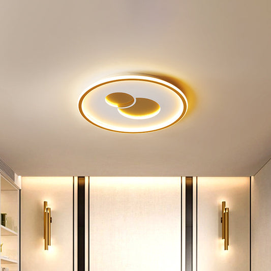 16"/19.5" Dia Circular LED Flushmount Simplicity Acrylic Bedroom Close to Ceiling Light in Black/Gold Clearhalo 'Ceiling Lights' 'Close To Ceiling Lights' 'Close to ceiling' 'Flush mount' Lighting' 1935880