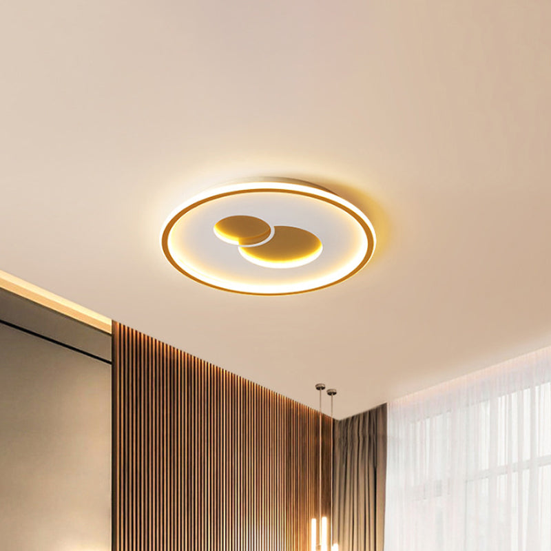 16"/19.5" Dia Circular LED Flushmount Simplicity Acrylic Bedroom Close to Ceiling Light in Black/Gold Clearhalo 'Ceiling Lights' 'Close To Ceiling Lights' 'Close to ceiling' 'Flush mount' Lighting' 1935881